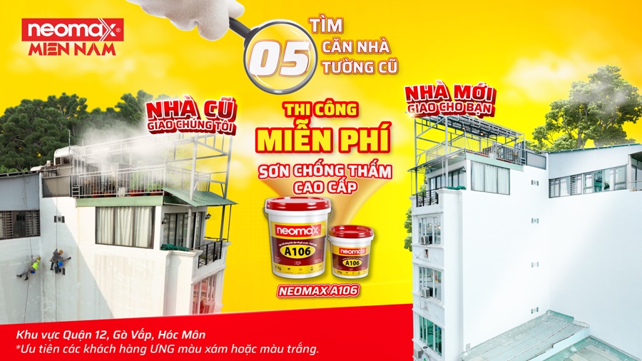 Thi công sơn tường cũ miễn phí Neomax A106